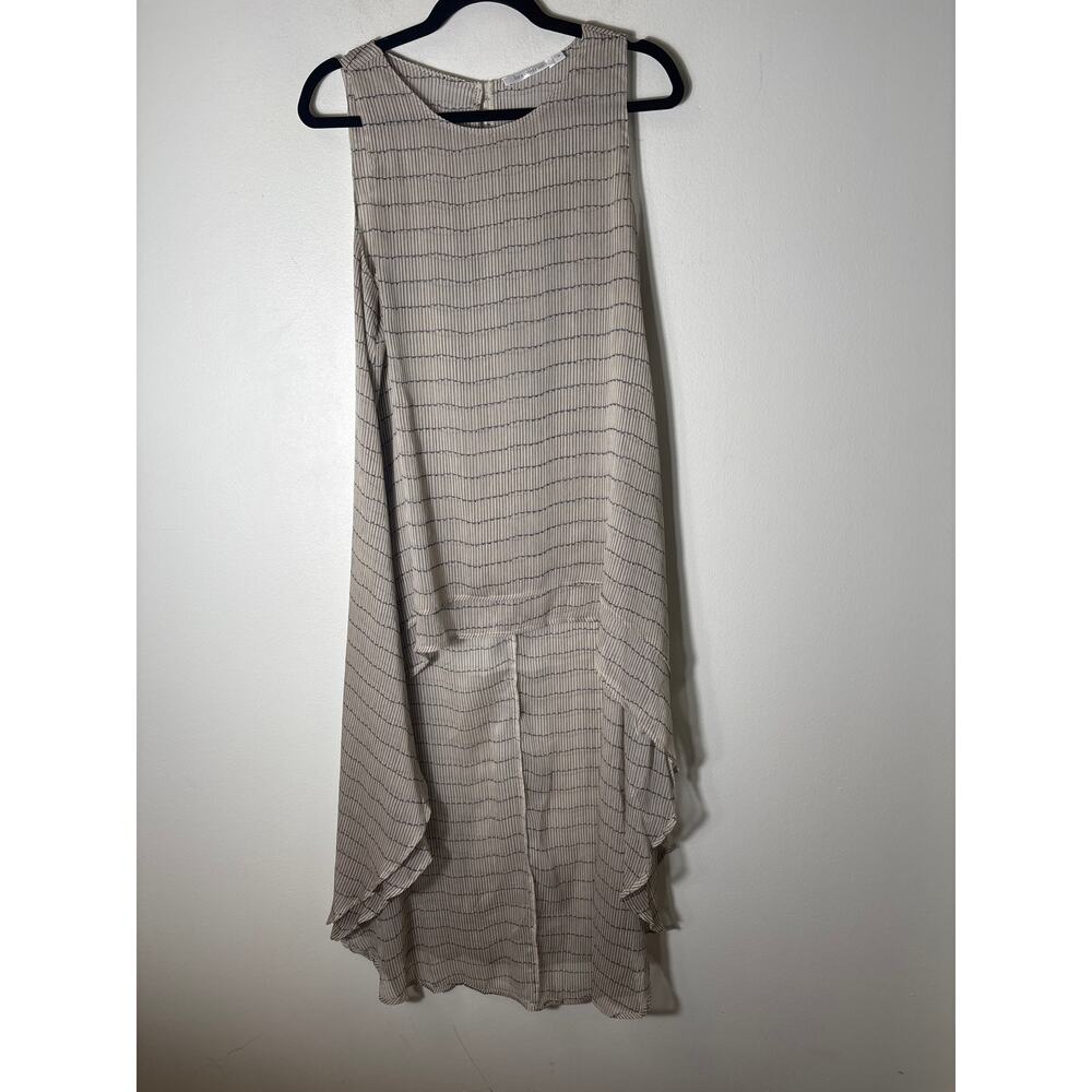 Brave+true Gray Black Sleevess Semi Sheer Hi Low Hem Shirt Sz M